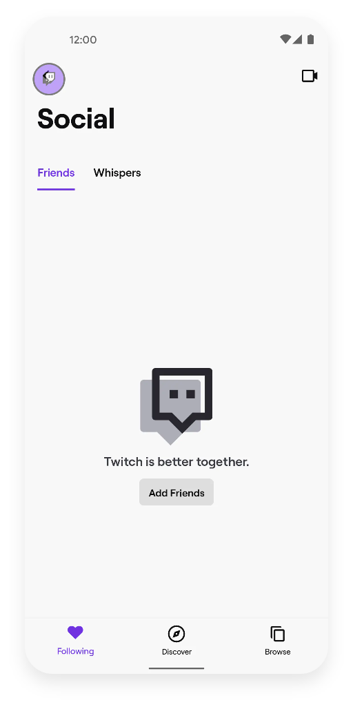 Empty state favoris Twitch